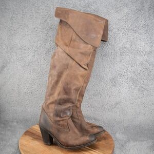 Jeffery Campbell Riding Boots Womens 7 Brown Leather 19" Tall